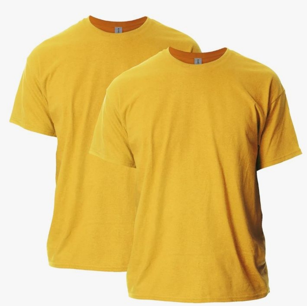 2 Vibrant Yellow Cotton Crew Neck Tees
